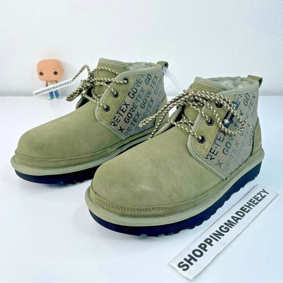 [US 7] UGG NEUMEL GORE-TEX Waterproof Sheepskin Suede Ankle Boots Olive - Picture 1 of 11